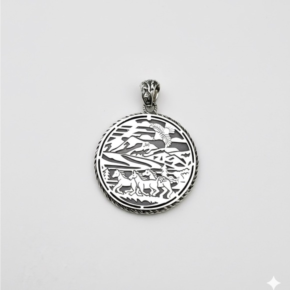 JAI Sterling Silver Medallion Enhancer with Intricate Design (NEW) - Picture 3 of 5